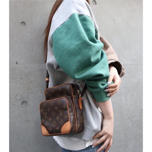 Louis Vuitton Amazon Crossbody Shoulder Bag Brown Tan LV Monogram Vintage Y2K - Picture 12 of 13